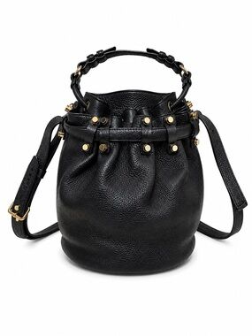 Alexander Wang Diego Black Pebbled Leather Studded Bucket Crossbody Bag